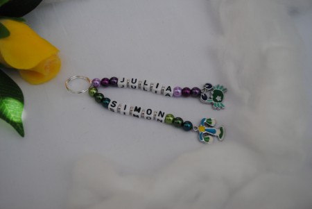 Namensanhänger mit 2 Namen und Sternzeichen