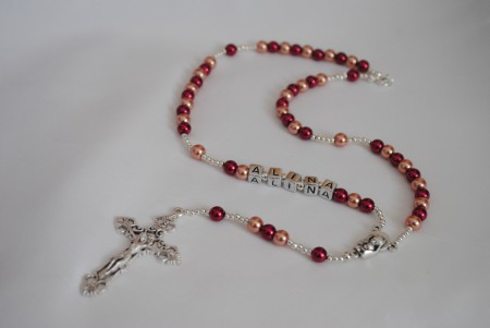 Rosenkranz mit Name 17,00€ Rot/ Kupfergold